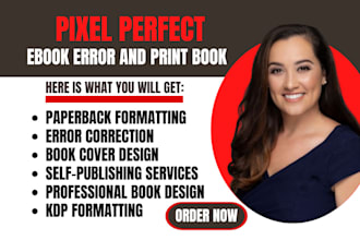 do fix your ebook errors and print book cover design layout paperback formatting