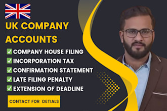 handle UK company annunal accounts, corporation tax, UK vat