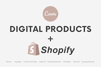 create canva digital products bundles with shopify store