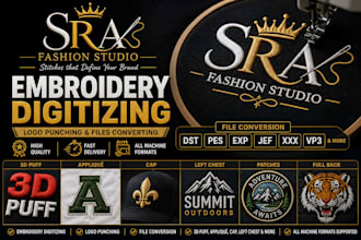 convert logo to embroidery digitizing in various file format