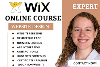 create wix online course website, wix membership site, blog website sales funnel
