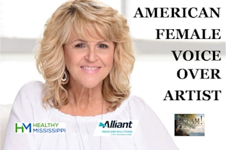 produce a warm resonant female voiceover