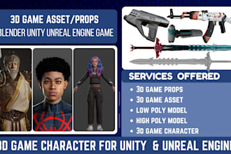 design 3d game character 3d game environment for unity 3d and unreal engine game
