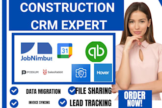 setup google calender salesrabbit quickbook companycam hover podium on jobnimbus