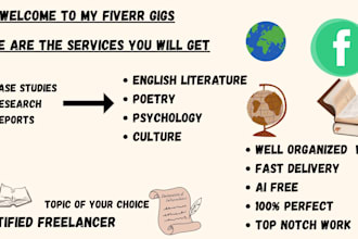 write reports case studies on english literature, poetry, psychology culture