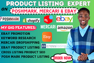 do ebay SEO product listing mercari listing draft poshmark dropshipping product