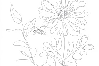 draw botanical and flower one line art illustration