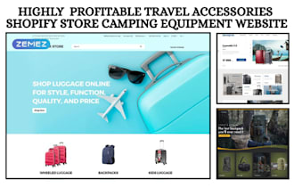 design travel accessories shopify camping equipment store traveling bag website