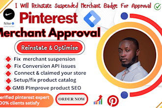 reinstate suspended pinterest merchant approval, fix conversion API,fix catalog