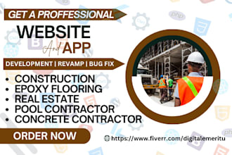 create construction website epoxy real estate pool concrete contractor website