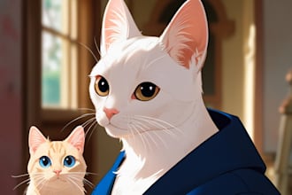 draw your cat, dog or any pet into disney cartoon portrait