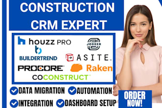 setup buildertrend procore houzz pro jobber coconstruct raken asite crm