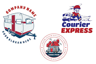 do amazing delivery man truck courier service logo