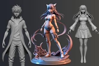 3d anime character figure diorama figure 3d toy anime cartoon figure in blender