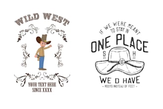make vintage hand drawn cowboy western logo