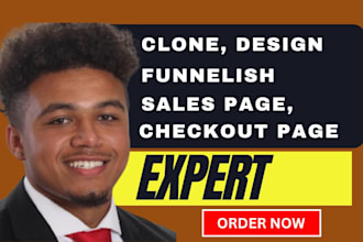 design clone sales page product page checkout page advertorial page on funnelish