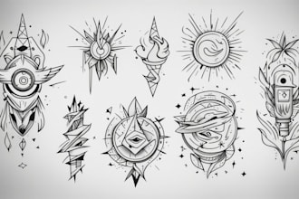 design traditional line art minimalist tattoo flash for you