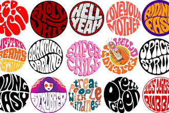draw cute typography logo design circle style