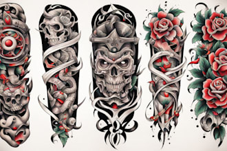 reate custom tattoo design, tattoo sleeve digital art