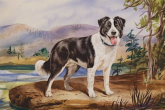 create a watercolor pet full body  from photo