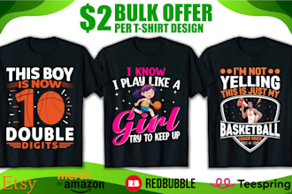 design custom merch graphic typography and bulk pod amazon t shirt
