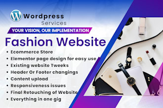 do fashion website, header, footer, fonts customize wordpress