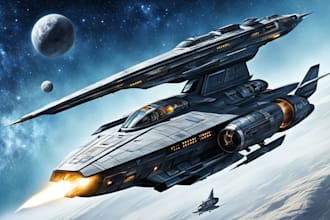 design a spaceship, vehicle illustration