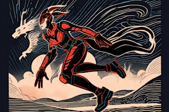 draw a custom digital art portrait in linocut style