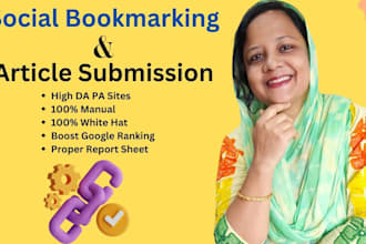 do social bookmarking and article submission manually on high da pa sites