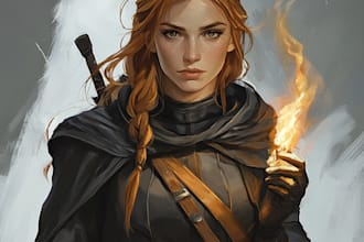 draw a dnd party or fantasy character and illustration
