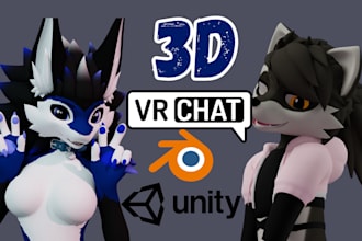 create vrc character nsfw furry vrchat avatar, vr game word vseeface vriod model