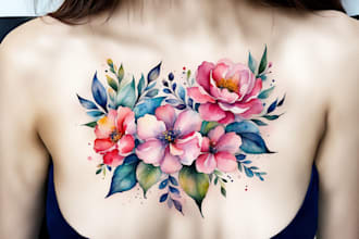 create a beautiful watercolor flowers tattoo design for you
