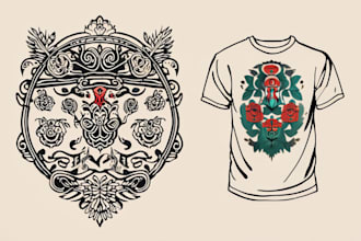 design line art traditional tattoo and tshirt design