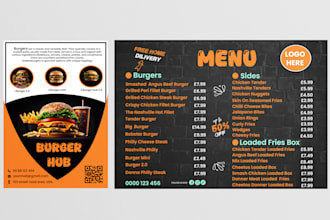 design professional restaurant flyer and menu in 12 hours