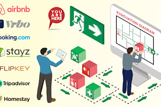 do airbnb evacuation, escape, egress plans, diagrams