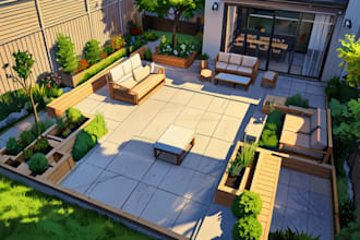 design your garden, backyard,terrace,realistic landscape