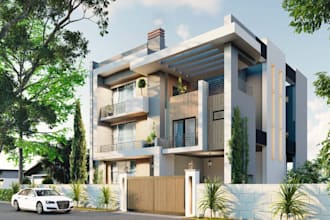 architectural 3d modeling and exterior rendering realistic and highquality