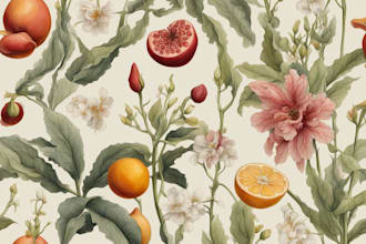 draw botanical illustrations of flowers, plants, fruits