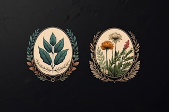 create hand drawn botanical boho logo designs