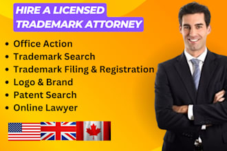 be your attorney for patent and trademark registration in the USA, canada, UK
