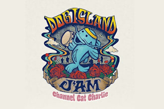 fun cartoon catfish music festival logo