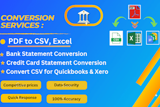 convert bank statement pdf to excel, csv in quickbooks and xero