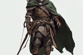 create fantasy character design use d and d, illustration