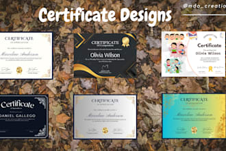 design custom certificates of awards, completion and diploma in 24 hours