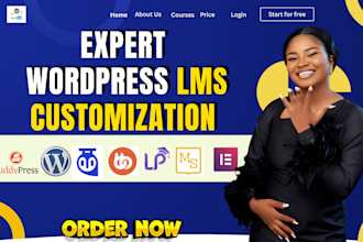 custom wordpress lms website with learndash, tutor lms pro, canvas lms,buddyboss