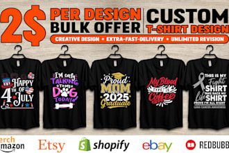 create bulk t shirt designs for merch by amazon, etsy, shopify