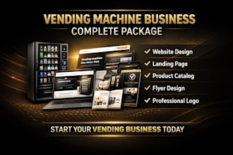 design vending machine website, landing page, catalog, flyer and logo