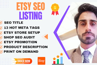optimize your etsy seo listing to top rank, sales and shop setup