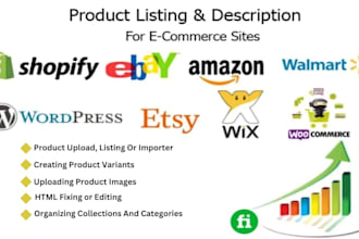 do shopify product listing, woocommerce product upload, add products, data entry