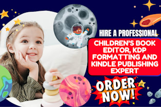 children book editor, proofread, KDP formatting, and amazon kindle publishing